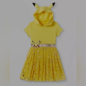 Girls Pokemon Pikachu Dress Hoodie Tutu Costume Outfit Size 14/16 New With Tags